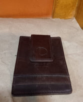 Front view of Black Leather Card Holder